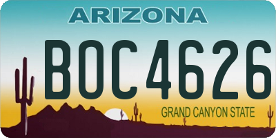 AZ license plate BOC4626