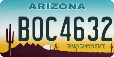 AZ license plate BOC4632