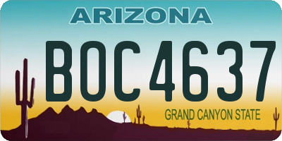 AZ license plate BOC4637