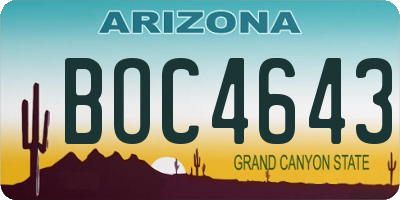 AZ license plate BOC4643