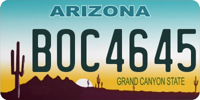 AZ license plate BOC4645