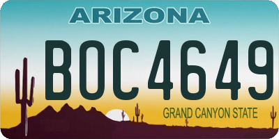 AZ license plate BOC4649