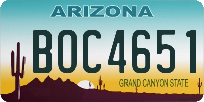 AZ license plate BOC4651