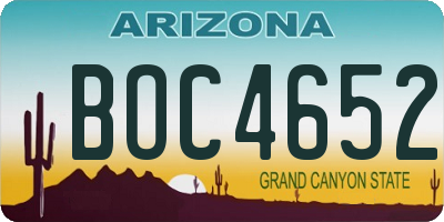 AZ license plate BOC4652