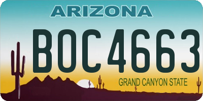 AZ license plate BOC4663