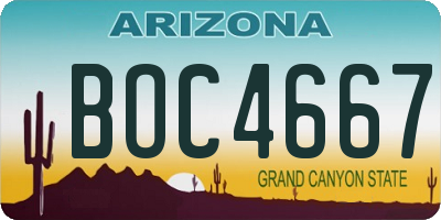 AZ license plate BOC4667