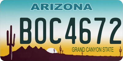 AZ license plate BOC4672