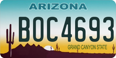 AZ license plate BOC4693