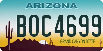 AZ license plate BOC4699