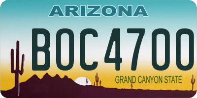 AZ license plate BOC4700