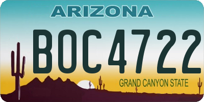 AZ license plate BOC4722