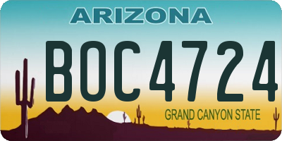 AZ license plate BOC4724