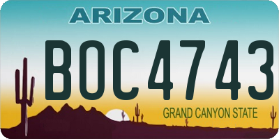AZ license plate BOC4743
