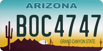 AZ license plate BOC4747