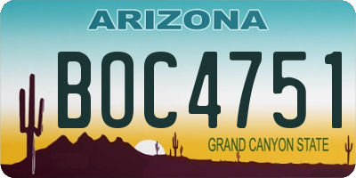 AZ license plate BOC4751