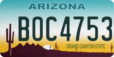 AZ license plate BOC4753