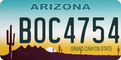 AZ license plate BOC4754
