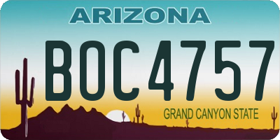AZ license plate BOC4757