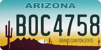 AZ license plate BOC4758