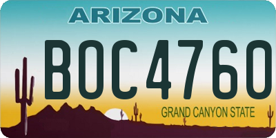 AZ license plate BOC4760