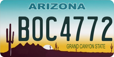 AZ license plate BOC4772