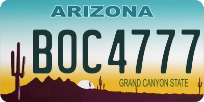AZ license plate BOC4777