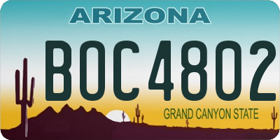 AZ license plate BOC4802