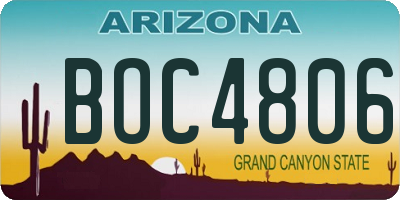 AZ license plate BOC4806
