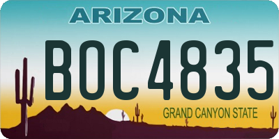 AZ license plate BOC4835