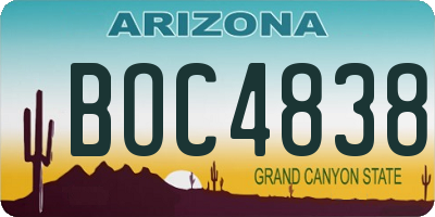 AZ license plate BOC4838