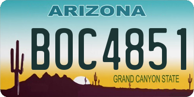 AZ license plate BOC4851