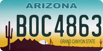 AZ license plate BOC4863