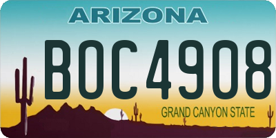 AZ license plate BOC4908