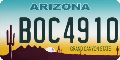 AZ license plate BOC4910