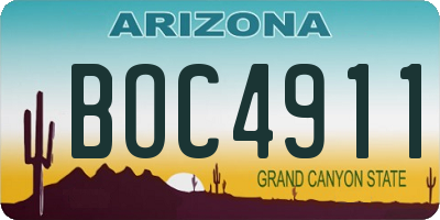 AZ license plate BOC4911