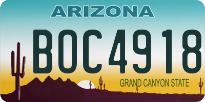 AZ license plate BOC4918