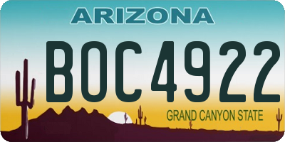 AZ license plate BOC4922