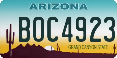 AZ license plate BOC4923