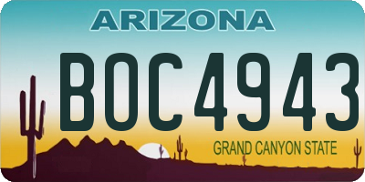 AZ license plate BOC4943