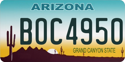 AZ license plate BOC4950