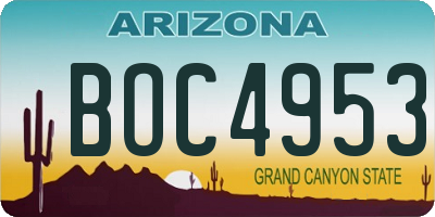 AZ license plate BOC4953