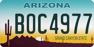 AZ license plate BOC4977