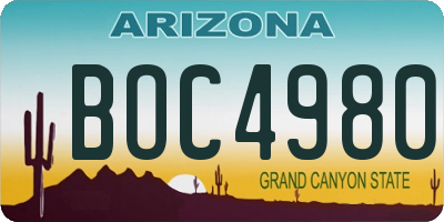 AZ license plate BOC4980