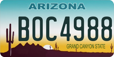 AZ license plate BOC4988