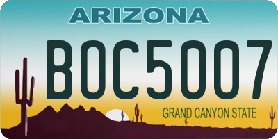 AZ license plate BOC5007