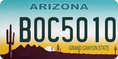 AZ license plate BOC5010
