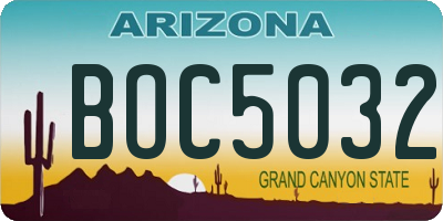 AZ license plate BOC5032