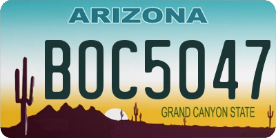 AZ license plate BOC5047