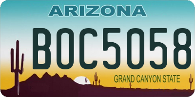 AZ license plate BOC5058
