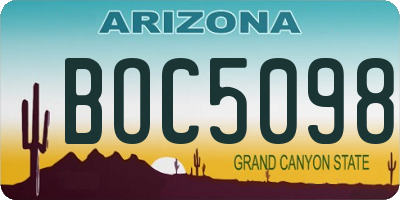 AZ license plate BOC5098